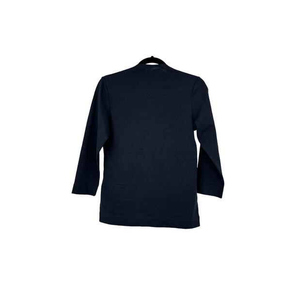 Kate Spade Saturday Top Womens Small Slip Neck Shirt Navy Blue 3/4 Sleeve Cotton - Picture 2 of 5